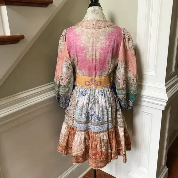 Zimmermann Pink and Blue Patterned Mini Dress - Picture 13 of 15